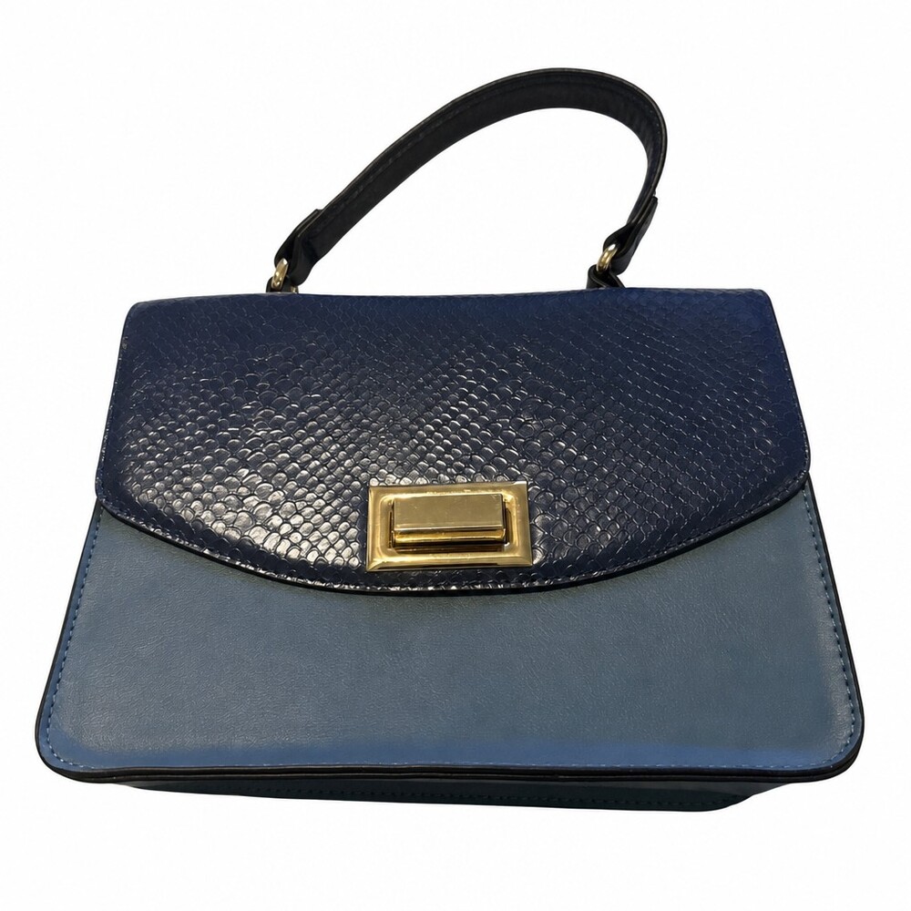 ALDO Navy Blue Handbag with Gold Hardware and Textured Flap